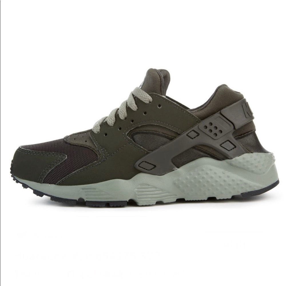 NIKE HUARACHE RUN Boys in Sequoia/Sequoia-dark Stucco-black size 7Y